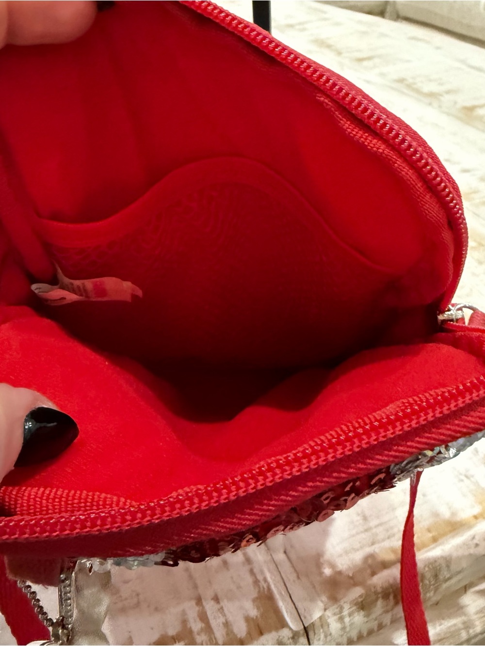 Disney Parks Red Sequins Polka Dot Crossbody Bag Red and White Minnie Mouse - Picture 13 of 14